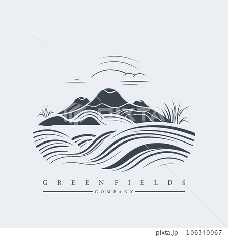 Modern abstract vector logo template of fields and mountains Modern abstract vector logo template of fields and mountains 106340067