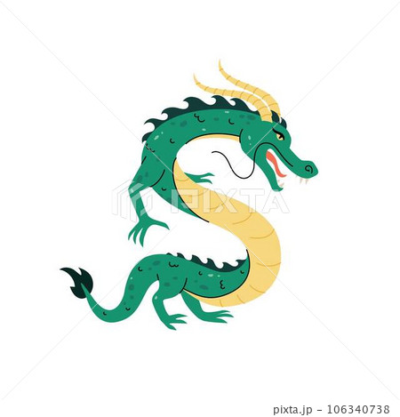 Year of Dragon. Chinese. Green Dragon Vectorのイラスト素材 