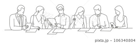 Team work of office employees at desk. 106340804