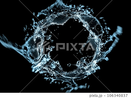 抽象的な青い波と水しぶき 106340837