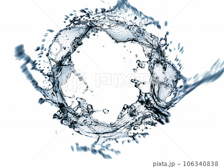 抽象的な青い波と水しぶき 106340838