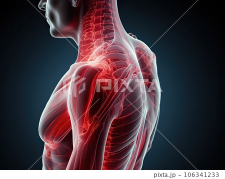X-ray of a sore shoulder joint with rheumatism. Painful shoulder bone injury trauma X-ray of a sore shoulder joint with rheumatism. Painful shoulder bone injury trauma 106341233