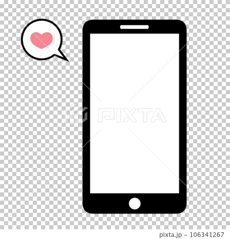 帶心形氣球的簡單黑白智能手機的插圖素材 106341267