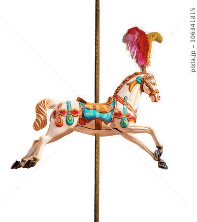 Carousel Horses or Merry-go-round Isolated onの写真素材
