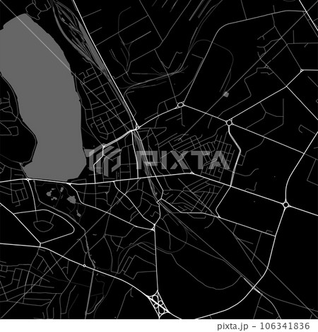 Ternopil city map, oblast center of Ukraine. Municipal administrative black and white area map with rivers and roads, parks and railways. 106341836