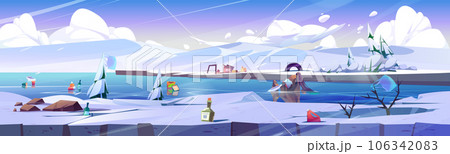 Polluted winter cartoon landscape. Polluted winter cartoon landscape. 106342083