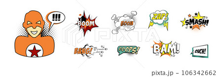 Comic Sound Effect in Pop Art Style Vector Set Comic Sound Effect in Pop Art Style Vector Set 106342662