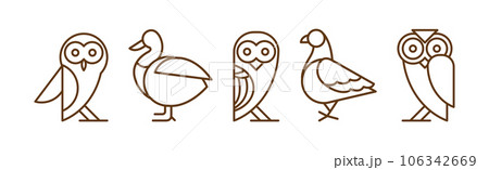 Bird Icon Drawn with Thin Line Vector Set Bird Icon Drawn with Thin Line Vector Set 106342669
