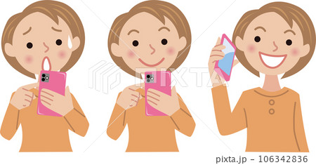 若い女性がスマートフォンを持ったポーズバリエーション 若い女性がスマートフォンを持ったポーズバリエーション 106342836
