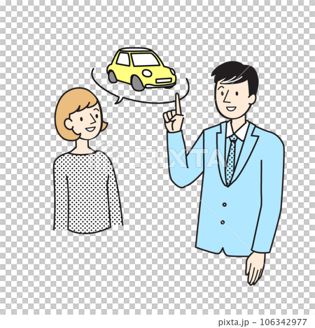 Person Simple illustration Woman talking to a car dealer 106342977