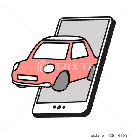 人物　シンプルイラスト　スマホで車を検索する 106343052