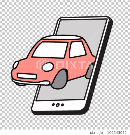 人物　シンプルイラスト　スマホで車を検索する 106343052