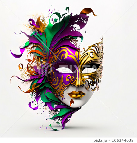 Venetian carnival mask and beads decoration. Mardi gras background. AI  generative 24185304 Stock Photo at Vecteezy