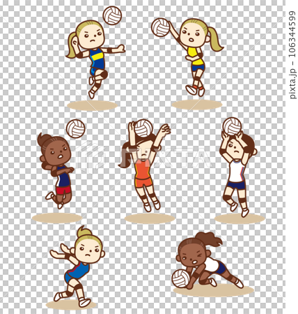 Collection of cute volleyball illustrations 106344599