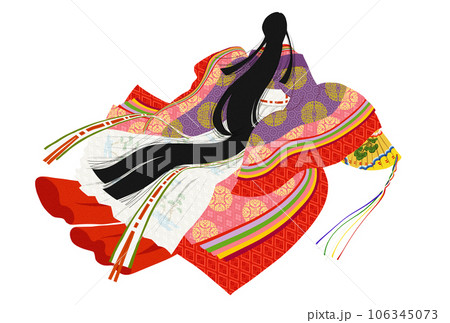 十二単・女房装束の女性・襲色目『色々』風の配色 十二単・女房装束の女性・襲色目『色々』風の配色 106345073