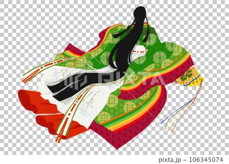 Twelve-layered ceremonial ceremonial ceremonial ceremonial ceremonial kimono, woman in a wife's costume 106345074