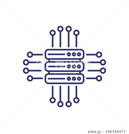 mainframe, server or hosting service line icon mainframe, server or hosting service line icon 106346471