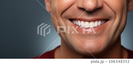 Smiling mature man on a white background. Perfectly straight teeth. Smiling mature man on a white background. Perfectly straight teeth. 106348352