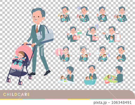 Set of business president men who take care of babies Set of business president men who take care of babies 106348491