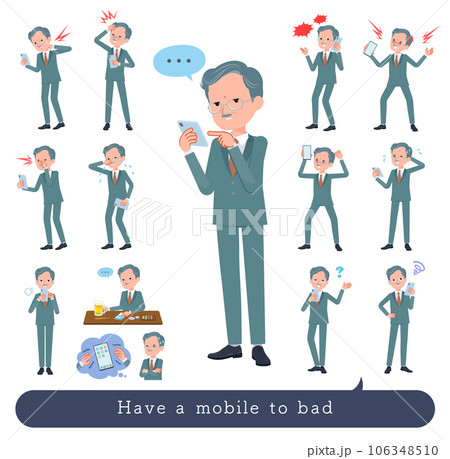 スマホを使って不幸せなビジネス社長男性のセット 106348510