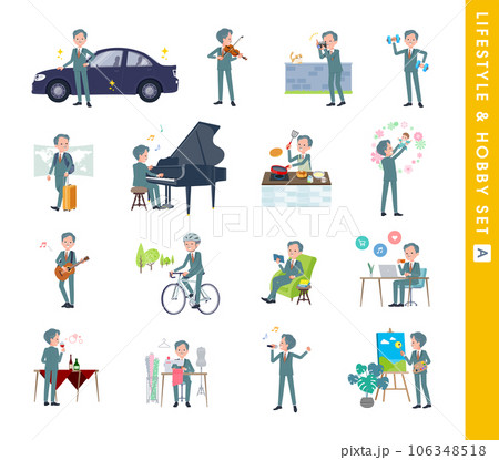 趣味とライフスタイルに関するビジネス社長男性のセット。Aタイプ 106348518