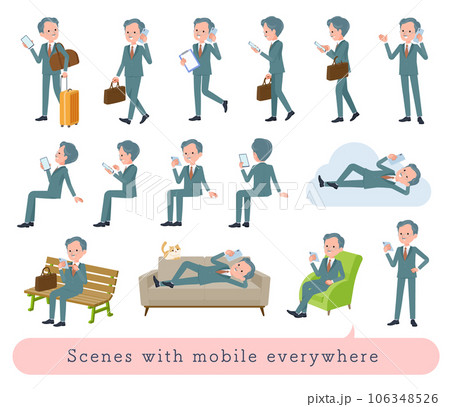 色々なシーンでスマホを使うビジネス社長男性のセット 色々なシーンでスマホを使うビジネス社長男性のセット 106348526