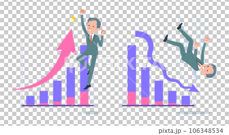 一組表達績效上升和績效下降的商業總裁 106348534