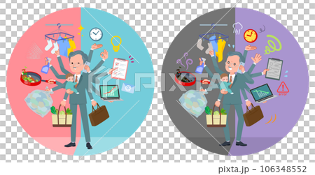 A set of business president men who multitask in the office and privately 106348552