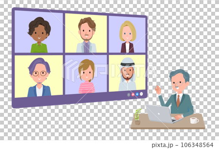 A set of business president men having an online meeting with multiple people. depth angle. 106348564