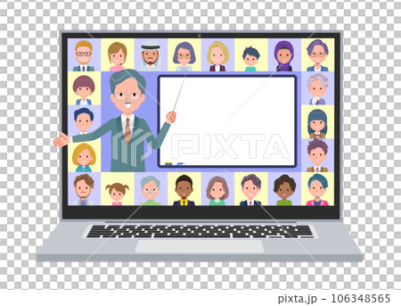 Set of business president men teaching classes online 106348565