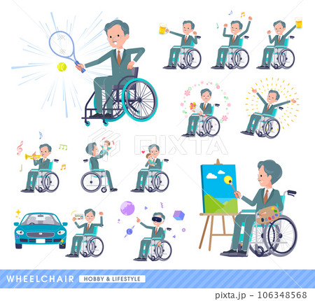 車椅子に乗るビジネス社長男性のセット 106348568