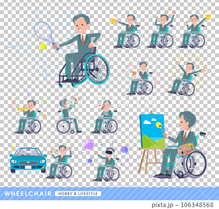 車椅子に乗るビジネス社長男性のセット 106348568