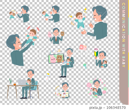 Set of business president men who communicate with babies Set of business president men who communicate with babies 106348570