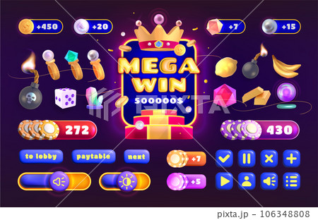 Casino icon for gambling ui game interface cartoon elements 106348808