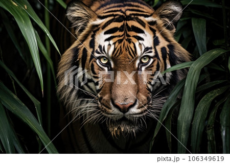 Portrait of Sumatran tiger in a jungle (Panthera tigris sumatrae) 106349619