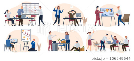 Financial crisis, business failure, economy crash, bankruptcy unpaid loan debt. Down arrow, negative chart, man upset about losing profits. Global economic money problem, depressed entrepreneur Financial crisis, business failure, economy crash, bankruptcy unpaid loan debt. Down arrow, negative chart, man upset about losing profits. Global economic money problem, depressed entrepreneur 106349644