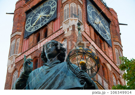 2022-07-06. Nicolaus Copernicus Monument . Statue in front of the Old Town Hall, Torun, Poland. 2022-07-06. Nicolaus Copernicus Monument . Statue in front of the Old Town Hall, Torun, Poland. 106349914