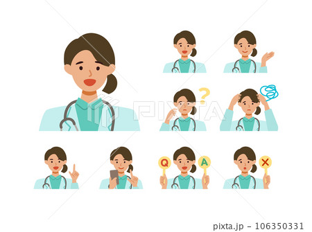 白衣の医師女性の上半身イラスト 笑顔 白衣の医師女性の上半身イラスト 笑顔 106350331