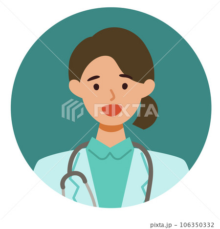 白衣の医師女性の上半身イラスト　笑顔 106350332
