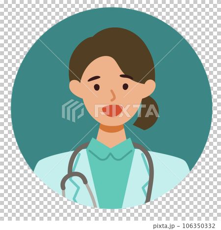 身穿白大褂的女醫生微笑上半身插圖 身穿白大褂的女醫生微笑上半身插圖 106350332