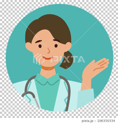 一位穿著白大褂的女醫生的上半身插圖 106350334