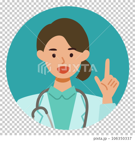 一位穿著白大褂的女醫生的上半身插圖 106350337