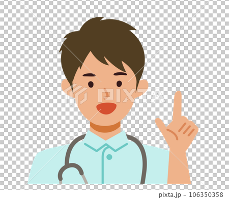 一名身穿白大褂的男護士的上半身插圖 106350358