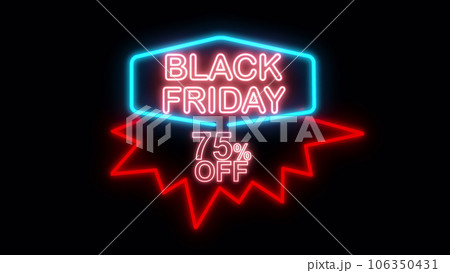 Black friday neon red logo design, modern symbol with lights to advertise profitable sales and promotions. 3d render animation. 3D Illustration. Black friday neon red logo design, modern symbol with lights to advertise profitable sales and promotions. 3d render animation. 3D Illustration. 106350431