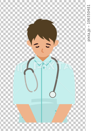 白衣の看護師男性の上半身イラスト お辞儀 白衣の看護師男性の上半身イラスト お辞儀 106350481