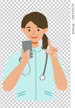 Upper body illustration of a female nurse in a white coat Smartphone 106350579