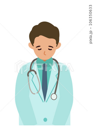 白衣の医師男性の上半身イラスト　お辞儀 106350633