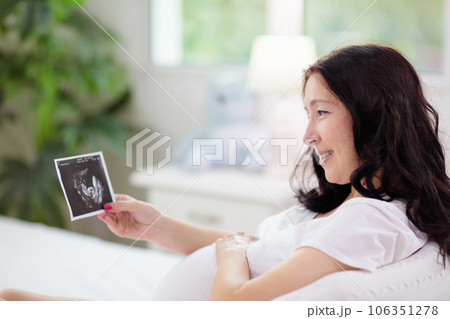 Pregnant woman at home. Young expecting mother. 106351278
