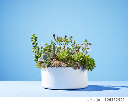 Pot with Small Plants Creating a Serene Green Corner, Indoor Ambiance - Embrace the essence of nature as a charming pot hosts a collection of small plants. Pot with Small Plants Creating a Serene Green Corner, Indoor Ambiance - Embrace the essence of nature as a charming pot hosts a collection of small plants. 106352493