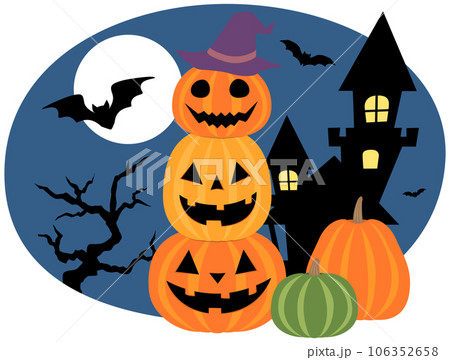 ハロウィン かぼちゃタワー ベクターイラストのイラスト素材